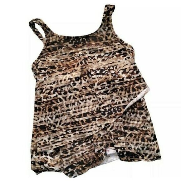 Miraclesuit Sz 8 Women's Leopard Print Swimsuit Top Separates Swimming Beach - Picture 6 of 10